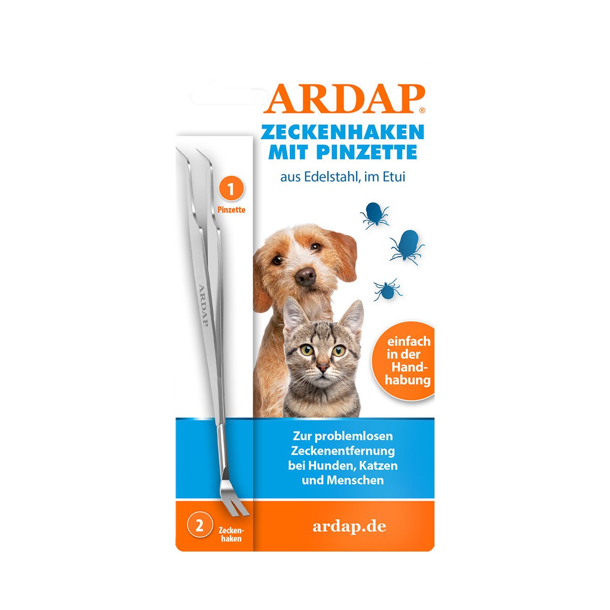 ARDAP 2-in-1 Zeckenhaken Edelstahl von ardap