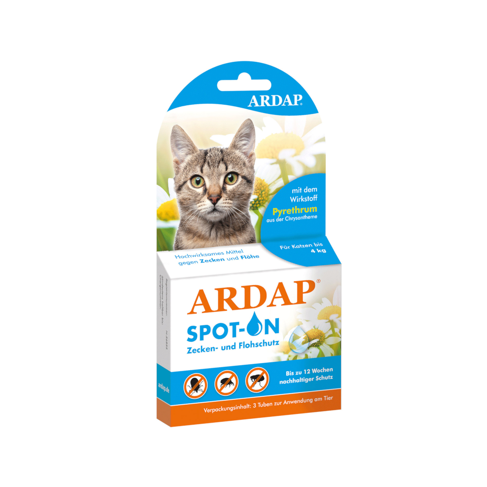 ARDAP Spot-On für Katzen bis 4 kg - 3 Pipetten x 0,4 ml ARDAP Spot-On für Katzen bis 4 kg - 3 Pipetten x 0,4 ml von ardap