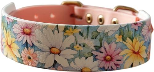 Biothane® Hundehalsband mit Blumenmuster (M 34-38,5cm) von ardor & sparks