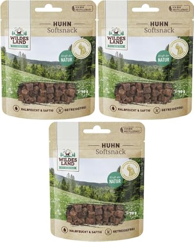 arelf EL-Bundle Wildes Land Softsnack 3 x 70g | Huhn & Pferd jeweils im 3er Pack | Hypoallergen | halbfeuchter & getreidefreier Softsnack für Hunde (70g, Huhn) von arelf