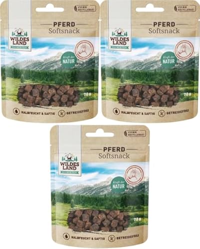 arelf EL-Bundle Wildes Land Softsnack 3 x 70g | Huhn & Pferd jeweils im 3er Pack | Hypoallergen | halbfeuchter & getreidefreier Softsnack für Hunde (70g, Pferd) von arelf