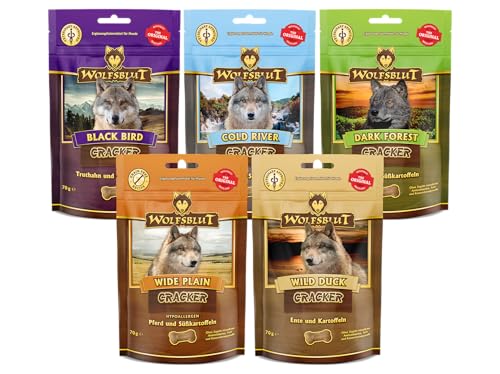 arelf EL-Bundle Wolfsblut Cracker 5 x 70g Bundle | 5 Verschiedene Sorten | natürlicher & artgerechter Hundesnack | Ohne Zucker, Soja, Geschmacksverstärkern & künstlichen Zusätzen (70g, Probierpaket) von arelf