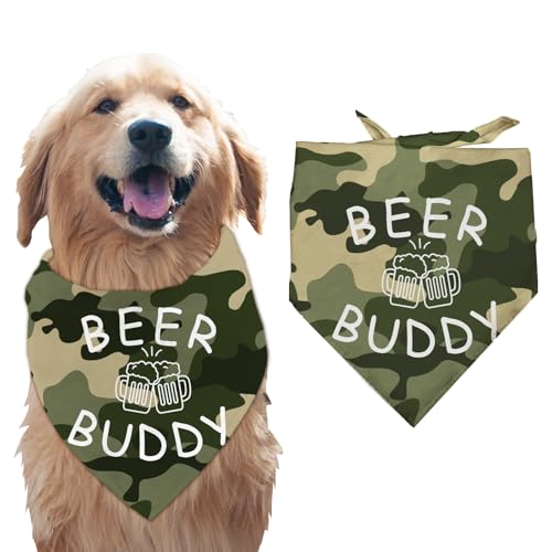 arricraft 1 Stück Beer Buddy Haustier-Hundehalstuch, Schal Für Welpen, Weinbecher, Bierkumpel, Worte „Camouflage“, Baumwolle, Dekoratives Haustier-Bandana, Haustier-Zubehör von arricraft