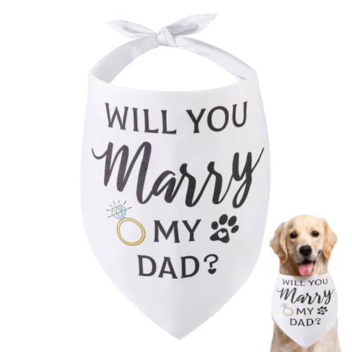 arricraft 1 Stück Haustier Hund Bandana, Verstellbares Halstuch Für Haustiere Zum Thema Verlobung Und Hochzeit Mit Der Aufschrift „Will You Marry My Dad“., Waschbare Baumwoll-Katzenschal von arricraft