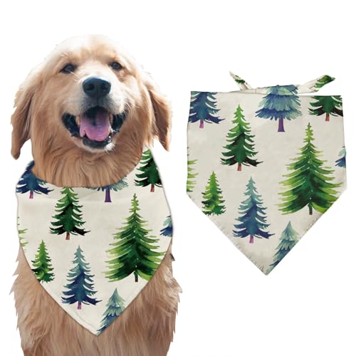 arricraft 1 Stück Haustier Hund Kopftuch, 78x38 cm Dreieckiges Haustier-Bandana Mit Kiefernbäumen, Waldpflanzen, Verstellbar, Bequem, Haustier-Lätzchen, Waschbar, Baumwollschal, Halstuch von arricraft