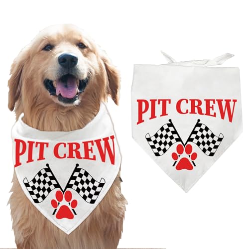 arricraft 1 Stück Haustier Hund Kopftuch, 78x38 cm Pit Crew Worte Flagge Pfotenabdruck Dreieck Haustier-Bandana Verstellbar Bequeme Haustier-Lätzchen Waschbarer Baumwollschal Halstuch von arricraft