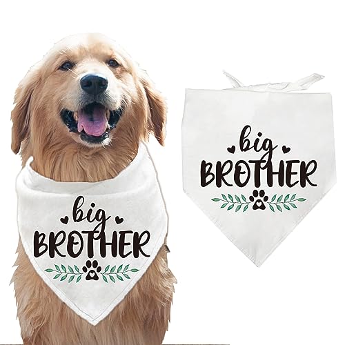 arricraft 1 Stück Haustier-Hundehalstuch, Weißes Baumwoll-Dreieck-Haustier-Bandana „Big Brother“ Mit Worten Pflanze Waschbar Für Zubehör Für Haustier großer Hund, 55x55x78cm von arricraft