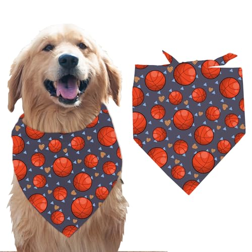 arricraft 1 Stück Haustier Hundehalstuch Braunes Dreieckiges Haustier Bandana Aus Baumwolle Mit Basketball Motiv Waschbar Schal Lätzchen Bedruckt Haustier Zubehör Sport Chief Für Große Hunde von arricraft