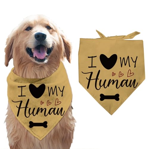 arricraft 1 Stück Haustier Hundehalstuch Dreieckiges Haustier Halstuch Aus Baumwolle Mit Den Worten „I Love My Human“ (Ich Liebe Meinen Menschen) Herz Knochen Freunde Waschbarer Schal Lätzchen von arricraft