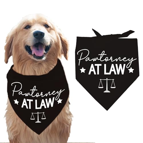 arricraft 1 Stück Haustier Hundehalstuch Dreieckiges Haustier Halstuch Mit Den Worten „Pawtorney at Law“ Und Waage Muster Verstellbar Bequem Baumwollschal Halstuch Für Große Hunde 78x39cm von arricraft