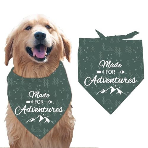 arricraft 1 Stück Haustier Hundehalstuch Grünes Dreieckiges Haustier Bandana Aus Baumwolle Mit Der Aufschrift „Made for Adventures“ Waschbar Lätzchen Berg Aufdruck Zubehör Häuptling Für Große von arricraft