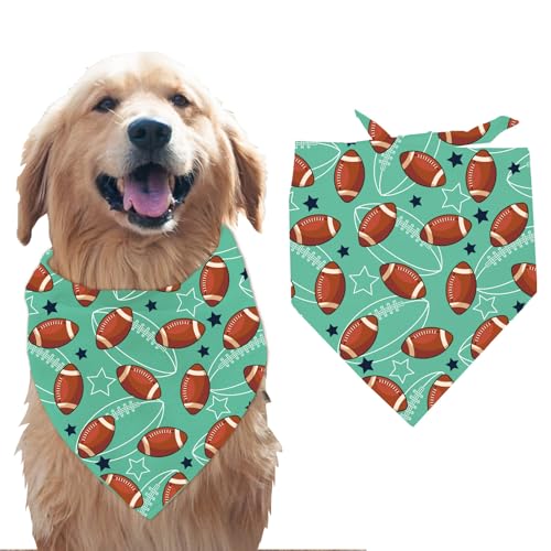 arricraft 1 Stück Haustier Hundehalstuch Grünes Dreieckiges Haustier Bandana Aus Baumwolle Mit Fußball Motiv Waschbar Schal Lätzchen Bedruckt Haustier Zubehör Sport Chief Für Große Hunde von arricraft