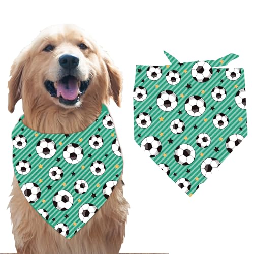 arricraft 1 Stück Haustier Hundehalstuch Grünes Dreieckiges Haustier Bandana Aus Baumwolle Mit Fußballmotiv Waschbar Lätzchen Haustier Zubehör Mit Sternaufdruck Für Große Hunde Und Haustiere von arricraft