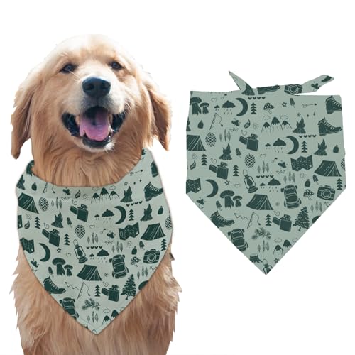 arricraft 1 Stück Haustier Hundehalstuch Outdoor Adventure Woodland Camp Grünes Dreieckiges Haustier Bandana Aus Baumwolle Waschbar Schal Lätzchen Bedrucktes Zubehör Hundehäuptling Für Große Hunde von arricraft