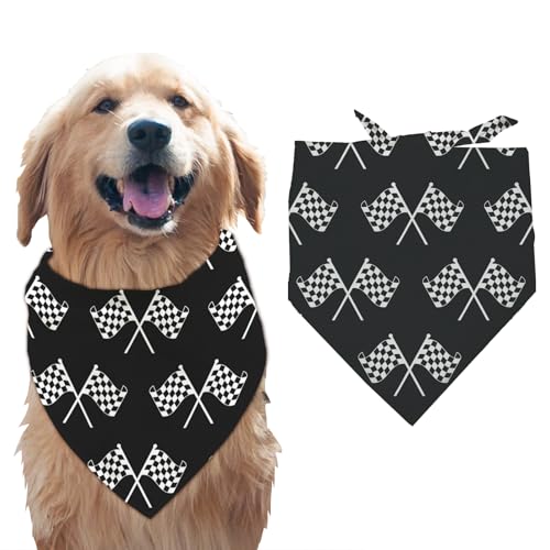 arricraft 1 Stück Haustier Hundehalstuch Rennflagge Dreieckiges Haustier Bandana Aus Baumwolle Schwarz Weiß Für Den Renntag Waschbar Schal Lätzchen Bedrucktes Zubehör Hundehalstuch Für Große Hunde von arricraft