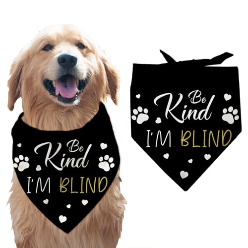 arricraft 1 Stück Haustier Hundehalstuch Schwarzes Dreieckiges Haustier Halstuch Aus Baumwolle Mit Dem Aufdruck „Be Kind I'm Blind“ Mit Den Worten „Pfoten“ Und Herz Waschbar Lätzchen Bedruckt von arricraft