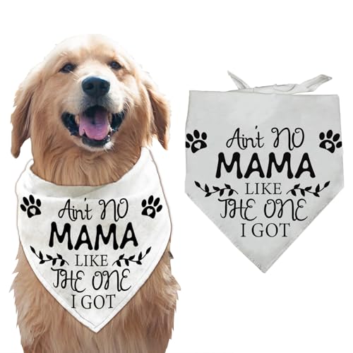 arricraft 1 Stück Haustier Hundehalstuch Weißes Dreieckiges Haustier Bandana Aus Baumwolle Mit Der Aufschrift „Ain't No Mama Like The One I Got“ Waschbarer Schal Lätzchen Zubehör Häuptling von arricraft