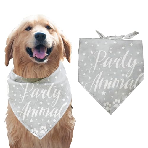 arricraft 1 x Hundehalstuch, 78 x 38 cm, Party-Tierballon, Dreieck, Haustier-Bandana, verstellbar, bequem, waschbar, Baumwollschal, Halstuch für große Hunde, Festivals, Grau von arricraft