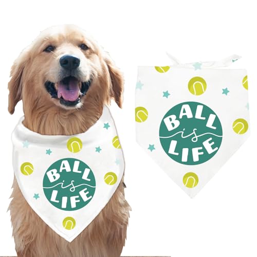 arricraft 1 x Hundehalstuch, Ball is Life Worte Sternmuster, Dreieck, Haustier-Bandana, verstellbar, bequem, waschbar, Baumwoll-Schal, Halstuch für große Hunde, 78 x 39 cm von arricraft