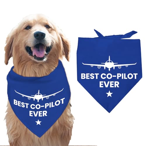 arricraft Hundehalstuch „Bester Co Pilot Aller Zeiten“ 1 Stück Haustier Schal Mit Flugzeug Stern Verstellbar Dreieckig Lätzchen Waschbar Baumwolltaschentuch Zubehör Für Mittelgroße von arricraft