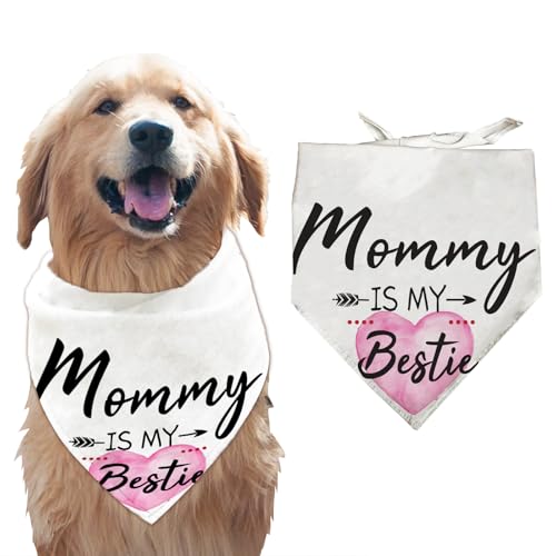 arricraft Hundehalstuch „Mommy is My Best Bestie“ 1 Stück Haustier Schal Mit Herz Und Pfeilspitze Verstellbar Dreieckig Lätzchen Waschbar Baumwolltaschentuch Zubehör Für Damen Mittelgroße von arricraft