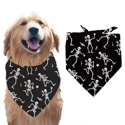 arricraft Hundehalstuch Mit Tanzenden Skeletten 1 Stück Schwarzer Haustierschal Parodie Bandana Verstellbar Dreieckiges Lätzchen Waschbar Baumwolltaschentuch Zubehör Für Große Hunde Haustiere von arricraft