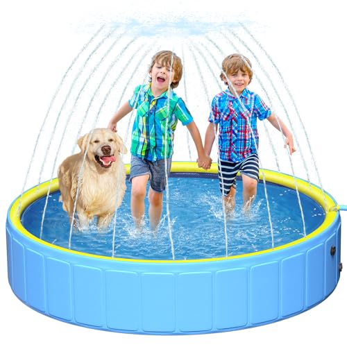 Verdickter Hundepool 200x30 für Haustiere und Kinder,2-in-1Faltbare Schwimmbecken mit Sprinkler,rutschfest Hundeplanschbecken,Großer Kinderpool für Haustiere,Ideal für Garten,Hinterhof,Outdoor von artcool