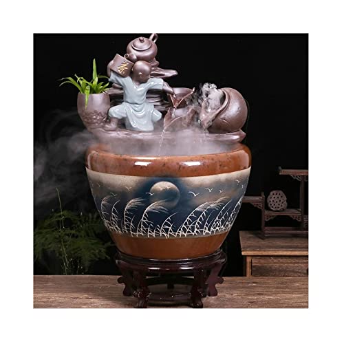 Aquarium Aquarium Fischtank Keramik Goldfischtank Home Desktop Fließendes Wasser Ornamente Kleine Haushaltszirkulation Fließwasser Glücksfischtank Fischtank Dekorationen von asdchZen