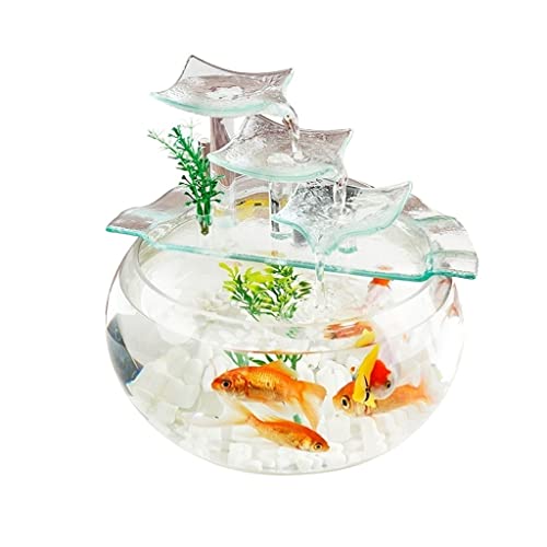 Aquarium Goldfischglas Fisch Tank Goldfisch Fließendes Wasser Ornament Glas Mini Desktop Home Wohnzimmer Aquarium Starter Kits Fisch Tank Dekorationen von asdchZen