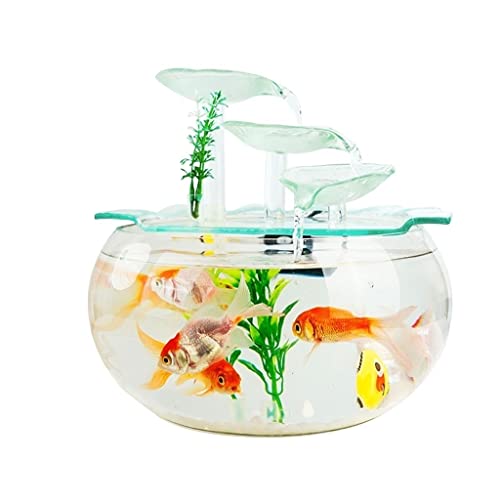Aquarium Goldfischglas Fisch Tank Goldfisch Fließendes Wasser Ornament Glas Mini Desktop Home Wohnzimmer Aquarium Starter Kits Fisch Tank Dekorationen von asdchZen