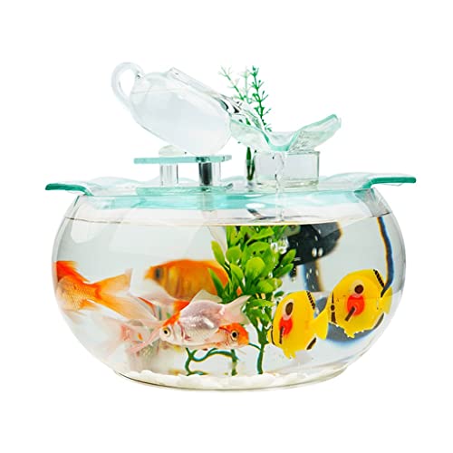 Aquarium Goldfischglas Fisch Tank Goldfisch Fließendes Wasser Ornament Glas Mini Desktop Home Wohnzimmer Aquarium Starter Kits Fisch Tank Dekorationen von asdchZen