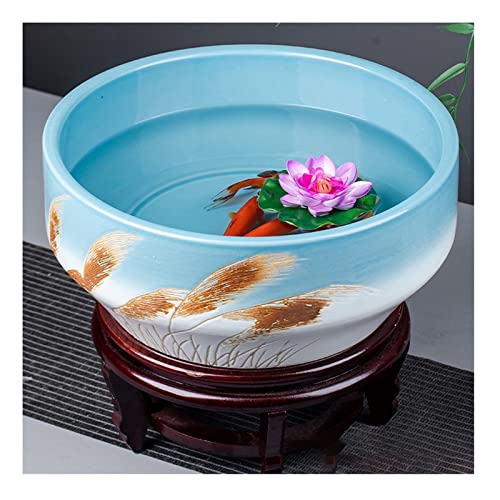 Aquarium Im Chinesischen Stil, Keramik-Fischglas, Für Den Schreibtisch, Fischzucht, Aquarium, Wohnzimmer, Balkon, Blau-Weiß, Bergflussbecken, Büro, Zierfischzuchtbecken, Aquarium-Dekoration von asdchZen