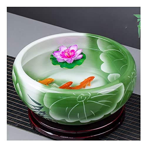 Aquarium Keramik Goldfischglas Fischtank Handbemalt Desktop Großes Glücksschildkrötenbecken Narzissen Lotustopf Aquarium Starter Kits Fischtank Dekorationen von asdchZen