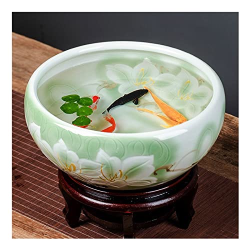 Aquarium Keramik Goldfischglas Fischtank Handbemalt Desktop Großes Glücksschildkrötenbecken Narzissen Lotustopf Aquarium Starter Kits Fischtank Dekorationen von asdchZen