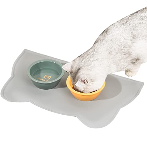 Katze Tischset | Wasserdichte Lebensmittelmatte aus Silikon mit erhöhten Kanten | Rutschfestes Platzdeckchen für Haustiere, um zu verhindern, dass Lebensmittel verschüttet werden und Wasser Cottonwood von astound