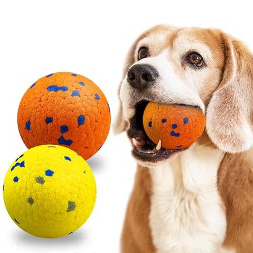 auomii Hundebälle, unzerstörbare Tennisbälle für Hunde, langlebig, federnd, Hundespielzeug, Bälle für aggressive Kauer, interaktives Hundespielzeug für Wasserspielzeug, Apportierbälle, 2 Stück von auomii