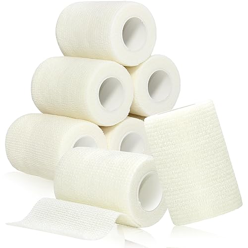 aurorayer 8 Rollen Selbstklebender Verband 7,5cm x4,5m Selbsthaftende Bandage,Sport Elastische Binde Vet Wrap Pet fixierbinde für Finger Pferd Katze Hund (Weiß) von aurorayer