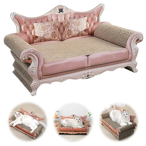 awagas 59x32x27cm sofaform Katze katzensofa große Katzen pappe Sofaform Wellpappe Kratzmöbel Abriebfest Katzenbett Kratzbrett für Katzen Katzenspielzeug, Rosa von awagas