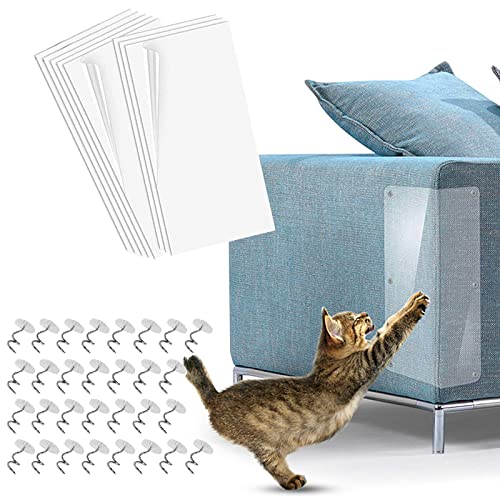 Katze Kratzschutz,8 Stück Doppelseitig Katze Kratzschutz Sofa Pad für Katzen,Selbstklebend Katze Kratzschutzfolie,mit 30 Schrauben Krallen Guards Pads für Sofa,Möbel,Wand,Tür Tisch Kratzschutz von aweskmod