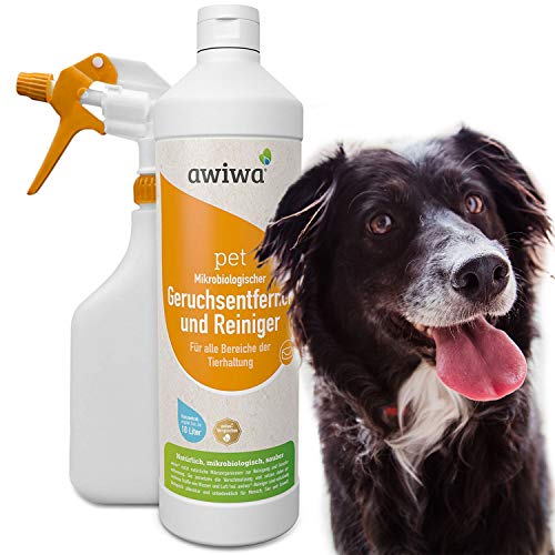 awiwa Geruchsneutralisierer für Hund und Katze & Katzenurin Flecken-Entferner (1 Liter Sprühflasche) von awiwa