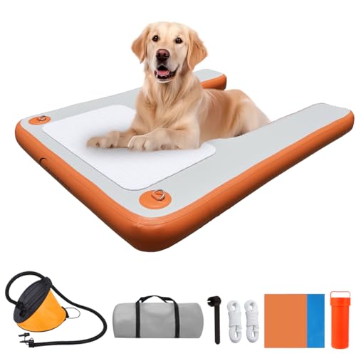 Aufblasbare Hundedocke, aufblasbares Hundefloß, Wassersport, schwimmende Plattform, Schwimmbad, Boot-Dock-Rampe, Leiter | Hund auf Wasserleiter, Stufen zum Schwimmen von Haustieren bis 120 kg von awsumtaro