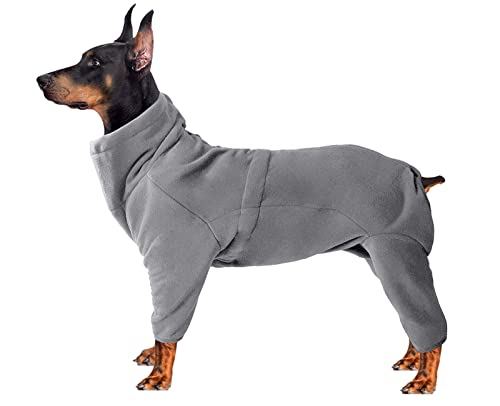 Gemütlicher Polarfleece-Mantel für Hunde, Ganzkörperjacke mit vier Beinen, verstellbarer Overall mit Reißverschluss, Winterkleidung, ideal für Haustiere, Hunde, mittelgroße und große Rassen, Grau-XXS von babepet