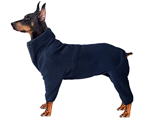 Gemütlicher Polarfleece-Mantel für Hunde, Ganzkörperjacke mit vier Beinen, verstellbarer Overall mit Reißverschluss, Winterkleidung, ideal für Haustiere, mittelgroße und große Hunde, Marineblau-S von babepet