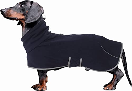 babepet Dackelmantel, weiche Hunde-Fleece-Hundejacke, Miniatur-Dackel, Pullover, Pullover, Pullover, verstellbar, für draußen, Wursthundebekleidung mit Reißverschluss, Loch für die Leine für kleine von babepet