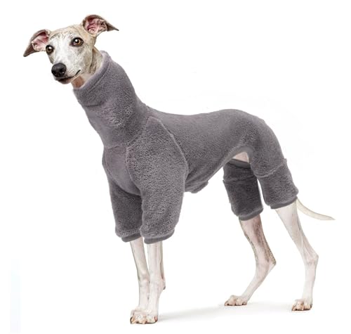 babepet Flauschiger Samtmantel für Windhunde, vierbeinige Whippet-Kleidung, Fleece-Schlafanzug, winddichter Rollkragen-Hunde-Jumpsuit, super warmer Winterpullover für Whippet, Windhunde, Lurcher, von babepet