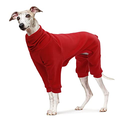 babepet Gemütliche Winterkleidung für Windhunde, vierbeiniger Hundemantel, Ganzkörper-Rollkragen, Whippet-Hunde, Baumwoll-Overall mit Beinen, Lurcher, Saluki-Red-M von babepet