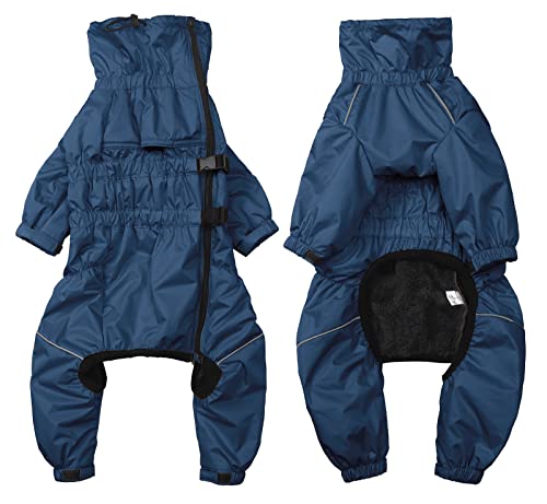 babepet Hunde Wintermantel 1/2 Hosenanzug mit Beinen, Wasserdicht Regendicht Hund Jumpsuit mit Fleece Futter, Winddicht, reflektierend, für Kleine und mittelgroße Hunde-Navy Blau-XXXL von babepet