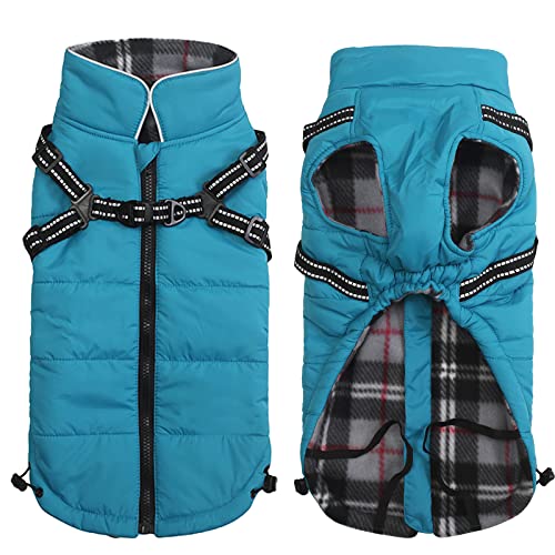 babepet Warme Winter Hundemäntel für Hunde Haustier mit Brustgurt, wasserdicht und reflektierend, Winterkleidung mit Geschirr, Outdoorjacken Weste für kleine,mittlere Hunde-Blau-XS von babepet