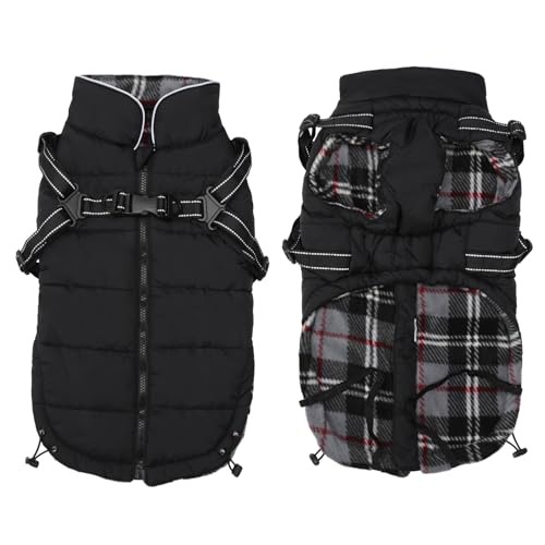 babepet Warme Winter Hundemäntel für Hunde Haustier mit Brustgurt, wasserdicht und reflektierend, Winterkleidung mit Geschirr, Outdoorjacken Weste für kleine,mittlere Hunde-Schwarz-XS von babepet