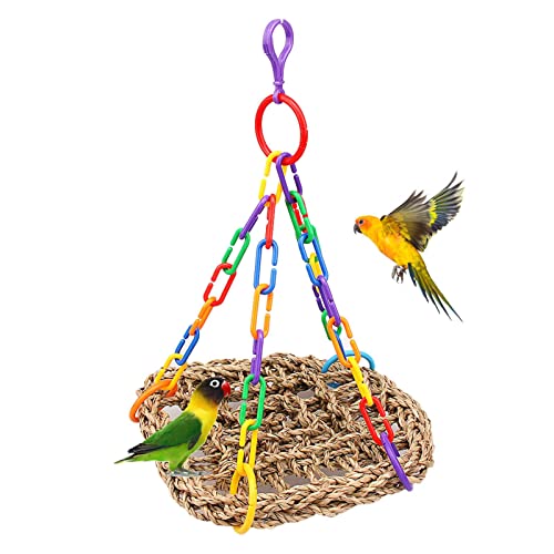 Vogel-Seegras-Hängematte, Vogel-Kauspielzeug, Parrot Hammock Swing Toy Bissfeste Sicherheit mit Fester Schnalle Verschleißfest für Übungsruhe Backlight von backlight